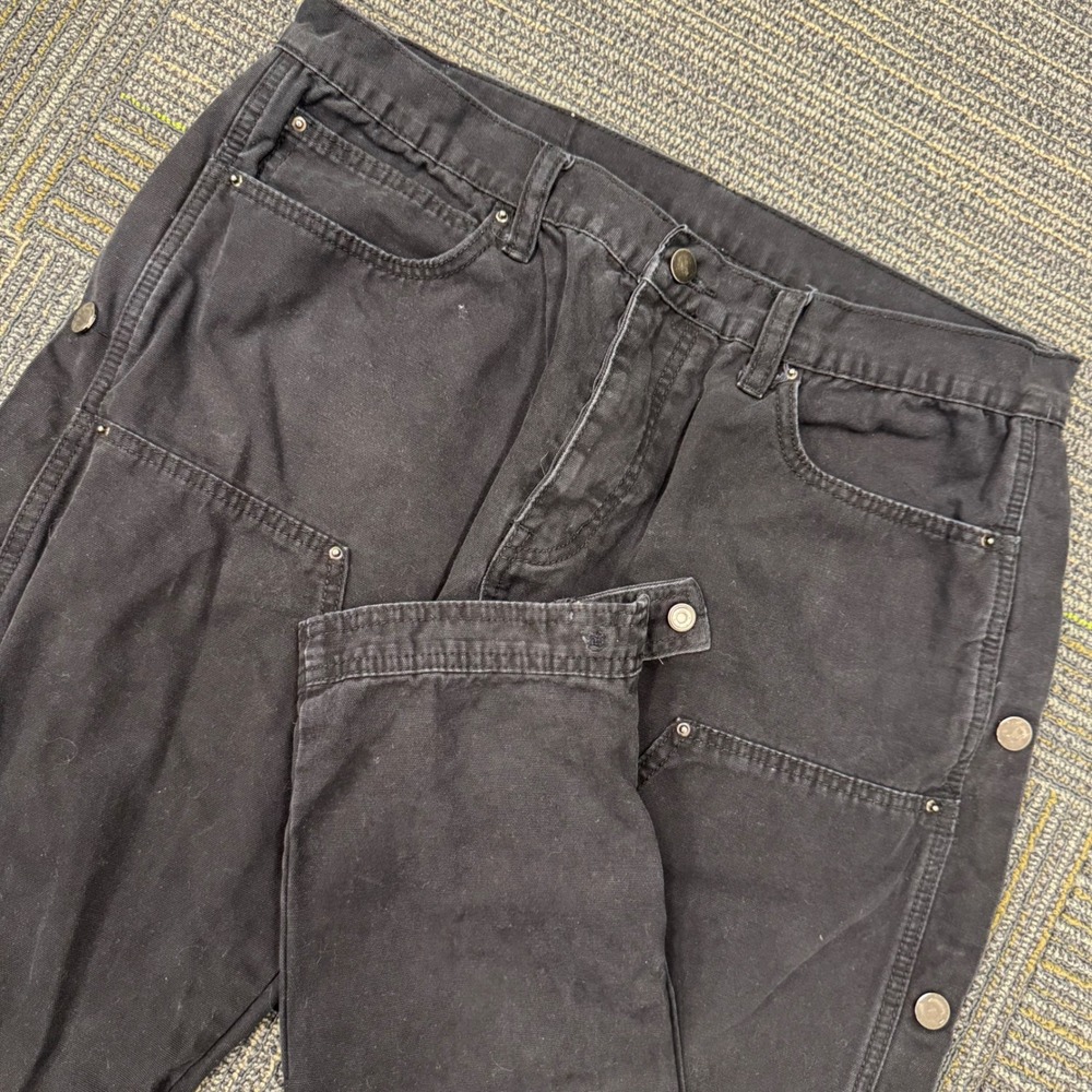 Mnml Snap Cargo Double Knee Pants Women 34 Black Excellent Slim Zipper Leg Cuffs